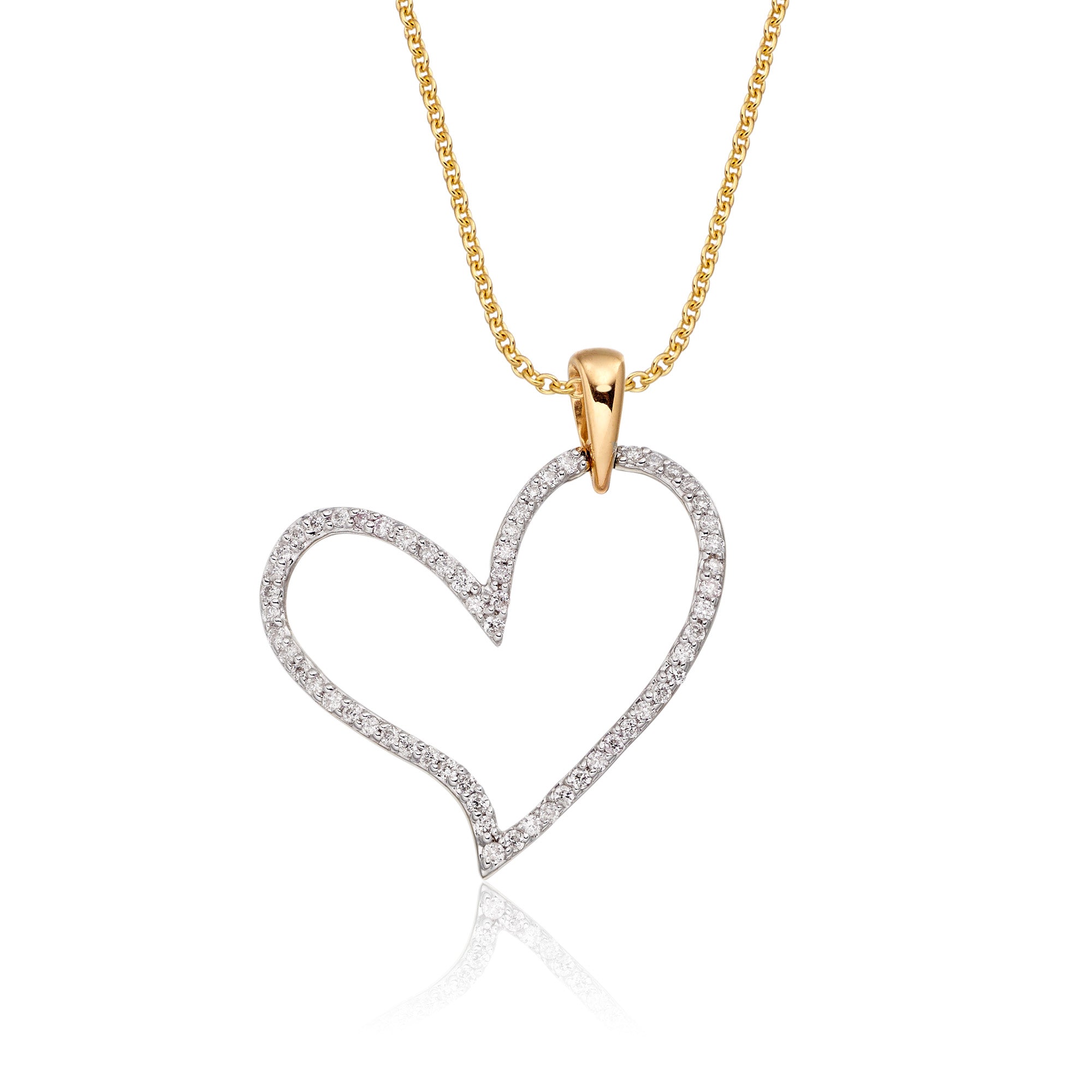 Open heart 0.25ct diamond pendant in 9K yellow gold