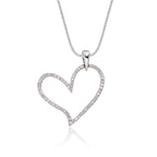 Open heart 0.25ct diamond pendant in 9K white gold
