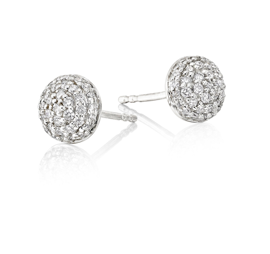 Dome 0.38ct cluster diamond studs in 9K white gold