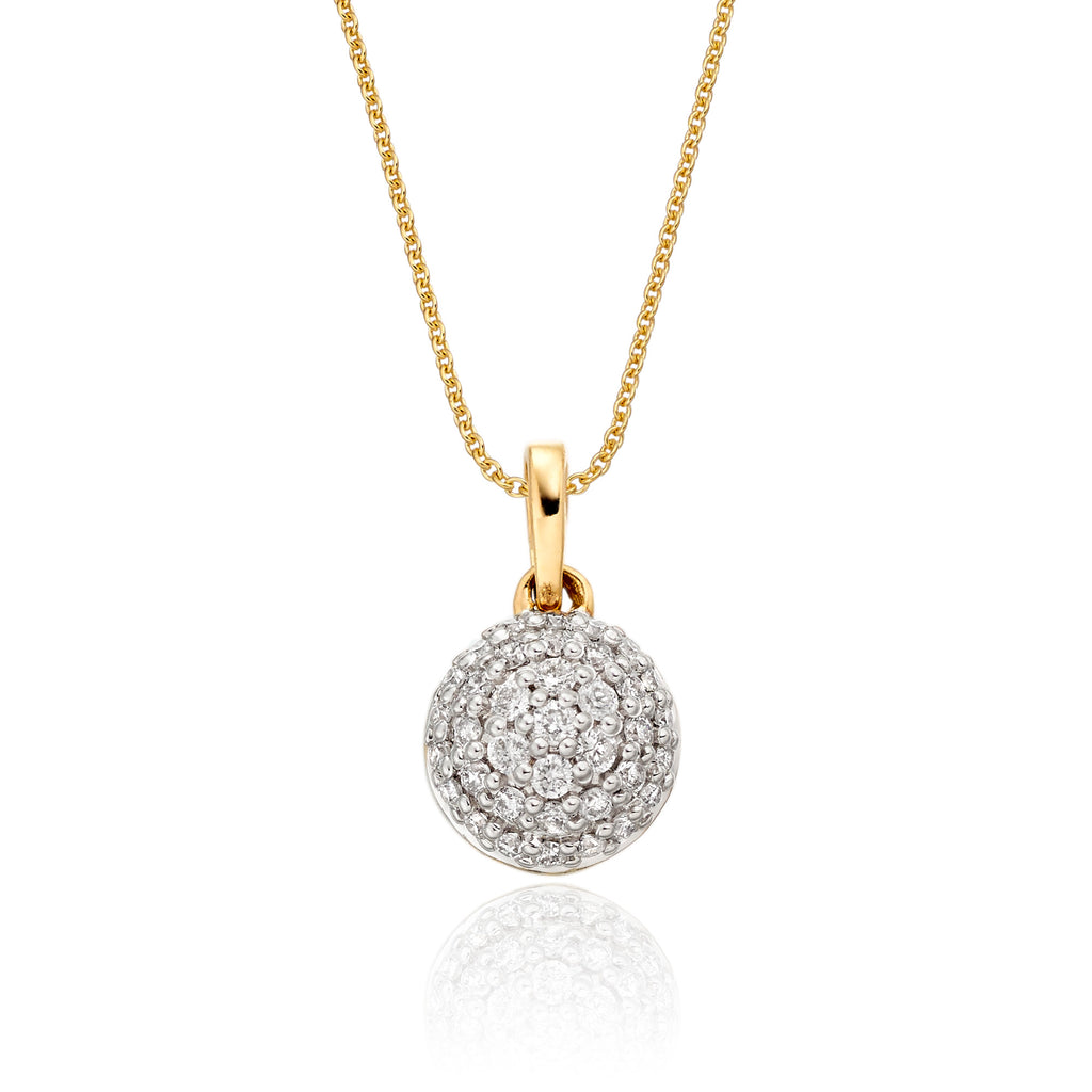 Dome 0.30ct cluster diamond pendant in 9K yellow gold