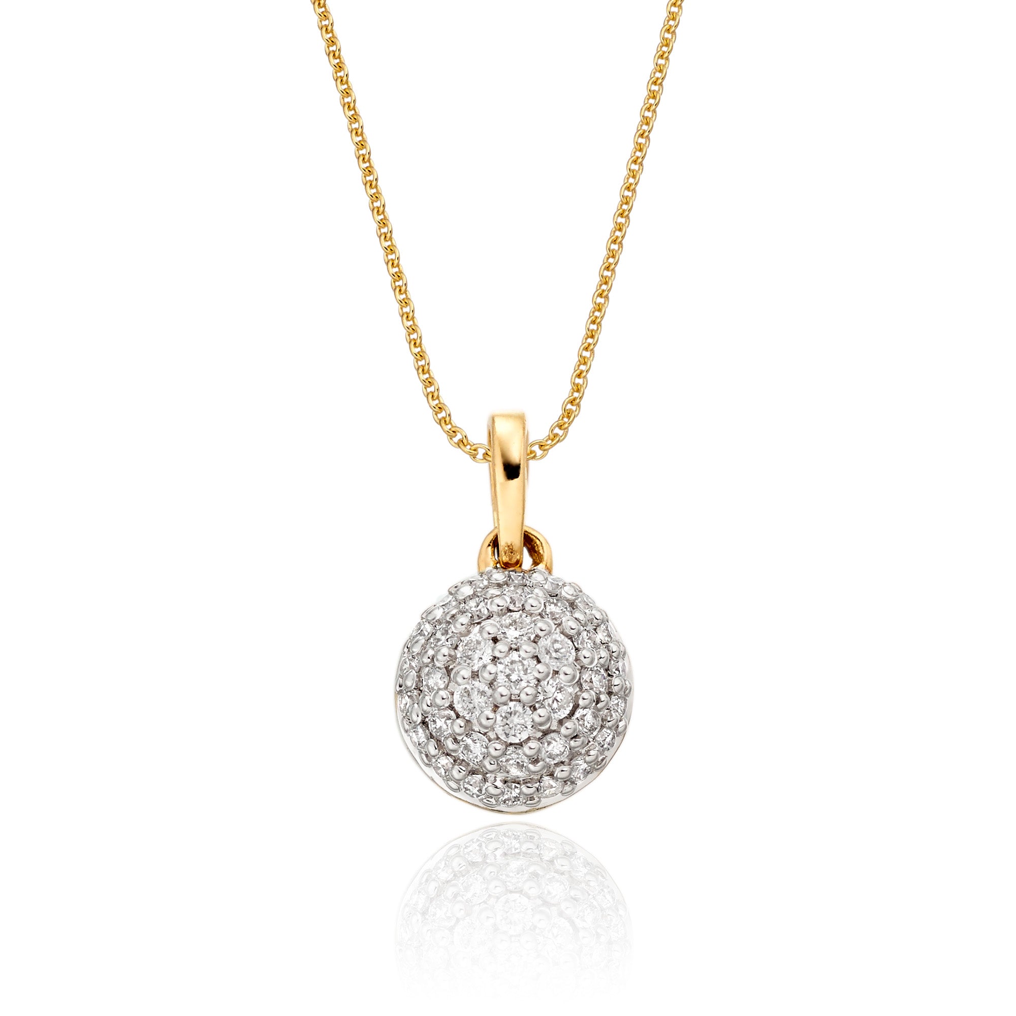 Dome 0.30ct cluster diamond pendant in 9K yellow gold