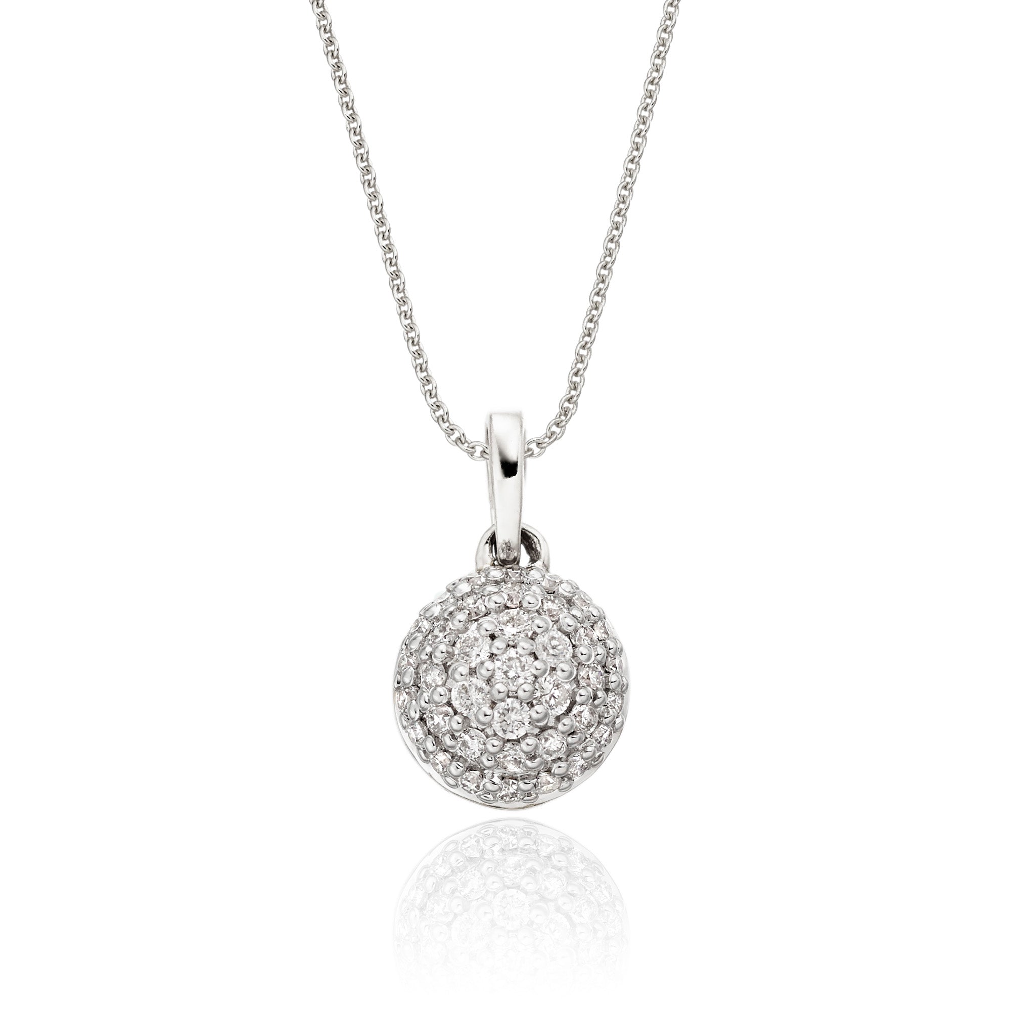 Dome 0.30ct cluster diamond pendant in 9K white gold
