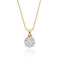 Round shape 0.30ct cluster diamond pendant in 9K yellow gold
