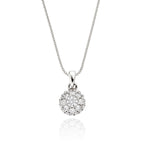 Round shape 0.30ct cluster diamond pendant in 18K white gold