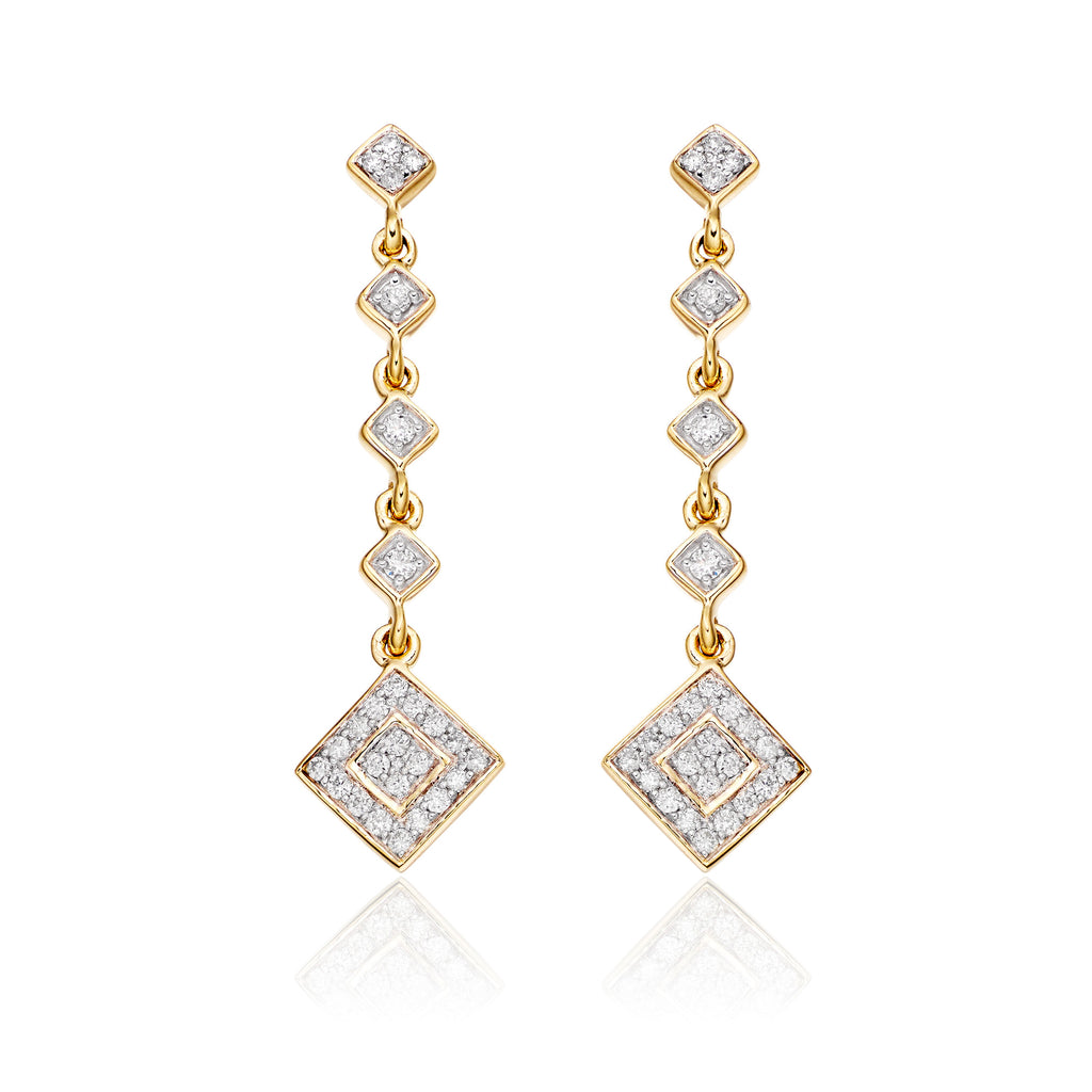 Drop 0.50ct diamond earrings in 9K yellow gold
