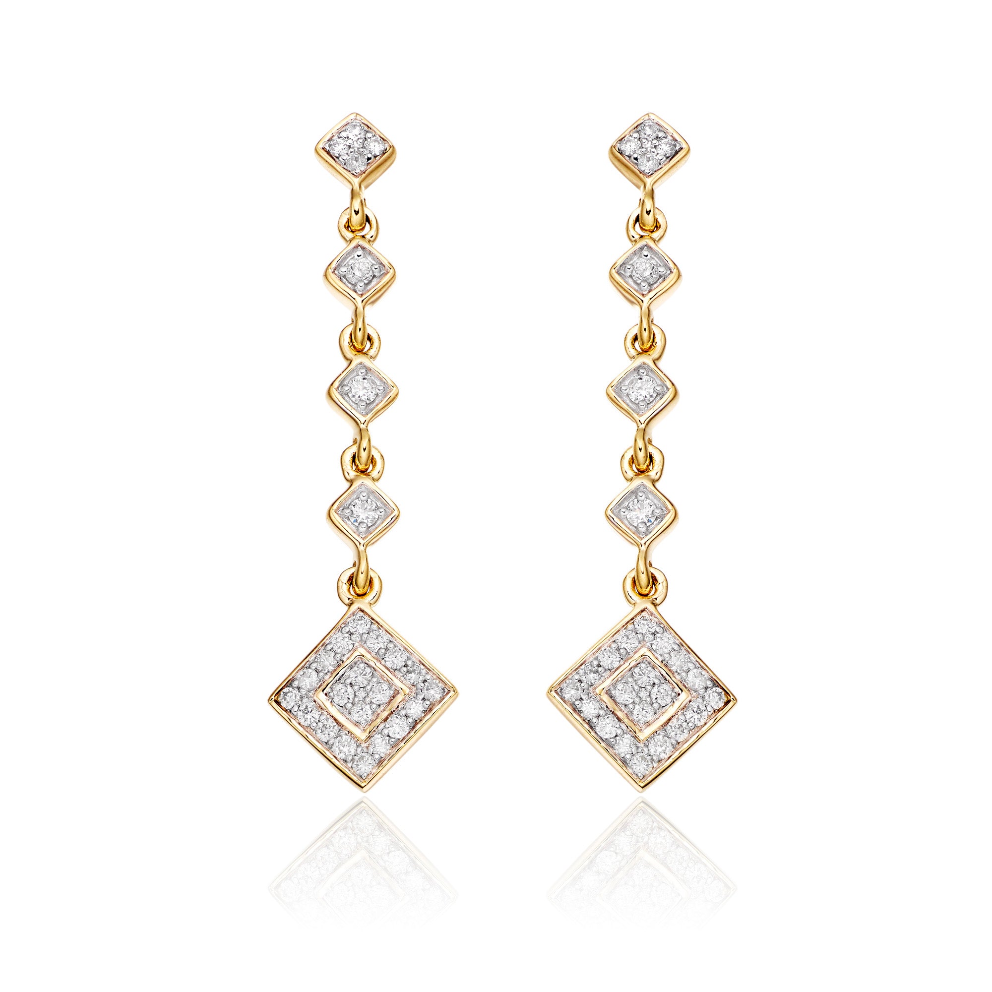 Drop 0.50ct diamond earrings in 9K yellow gold