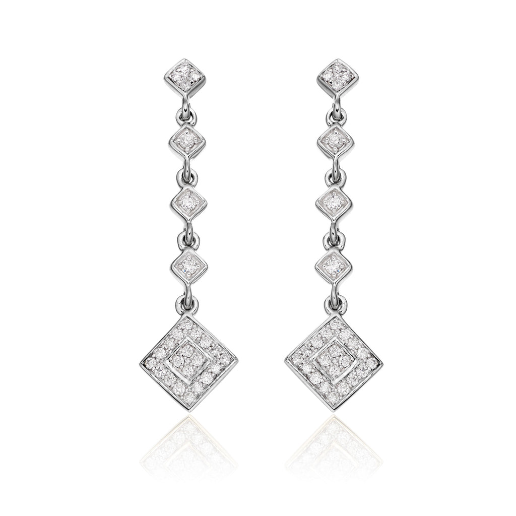 Drop 0.50ct diamond earrings in 9K white gold