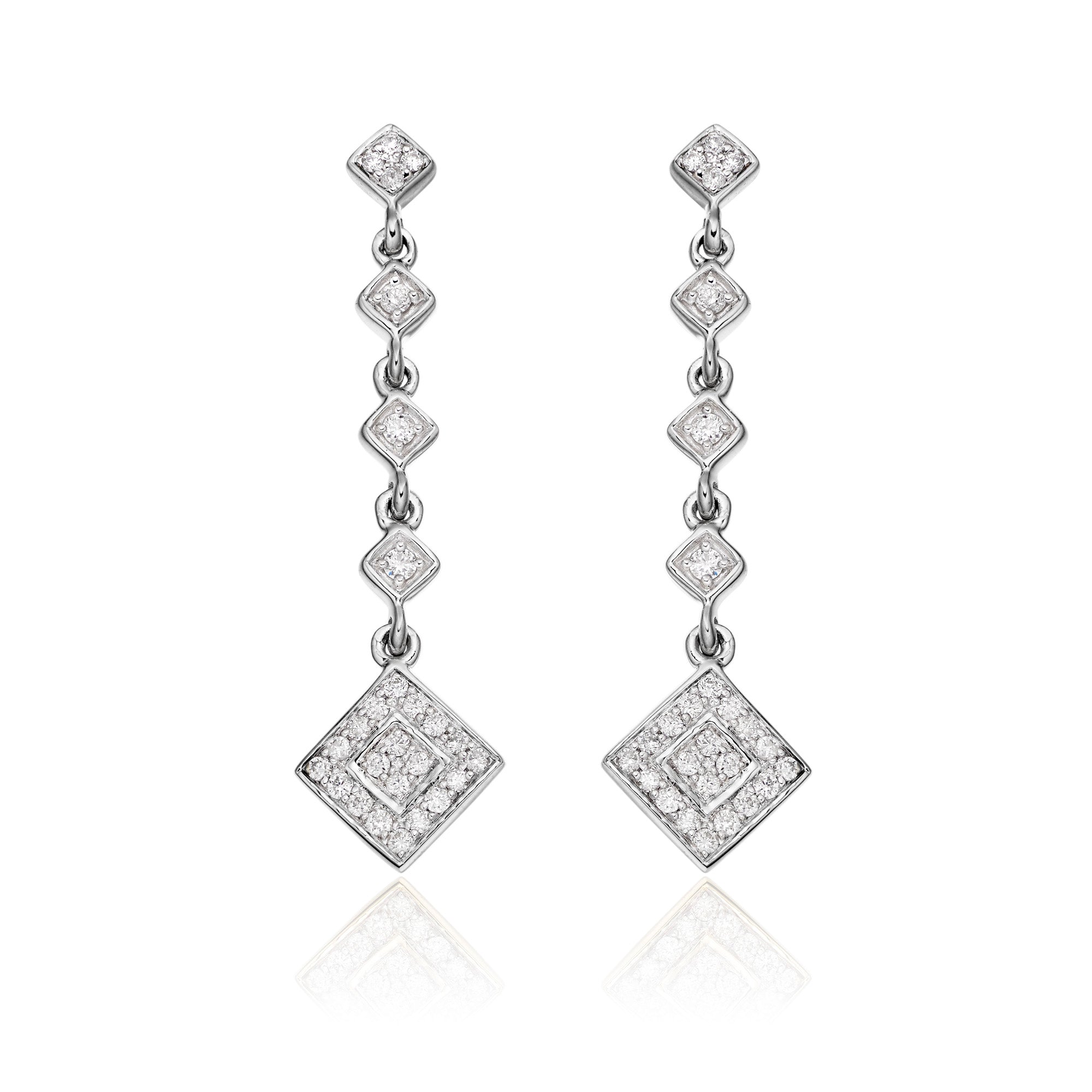 Drop 0.50ct diamond earrings in 9K white gold