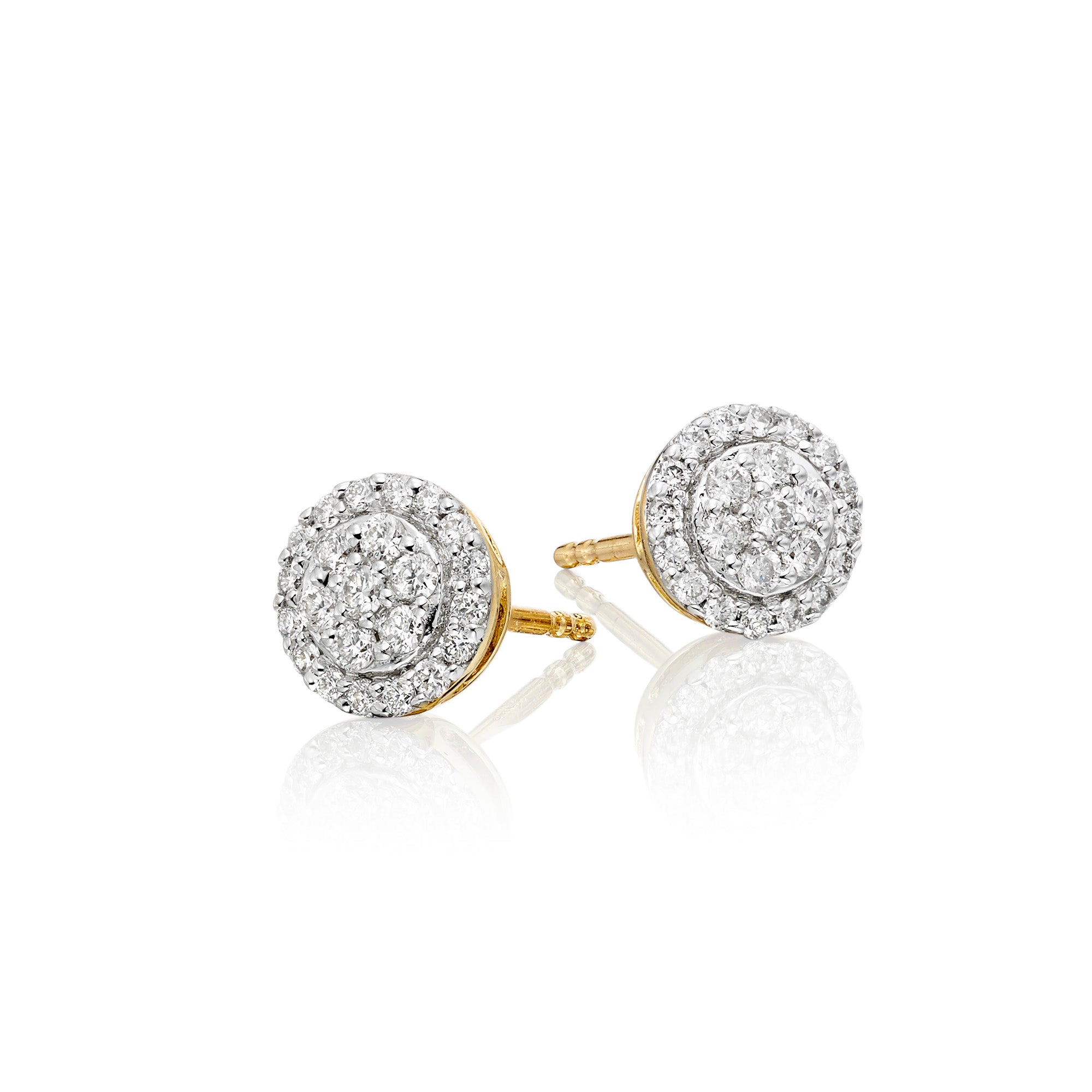Solar 0.35ct cluster diamond studs in 9K yellow gold