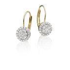 Solar Diamond Cluster Earrings 0.33ct Drop Earrings 18K Yellow Gold