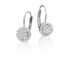 Solar Diamond Cluster Earrings 0.33ct Drop Earrings 18K White Gold