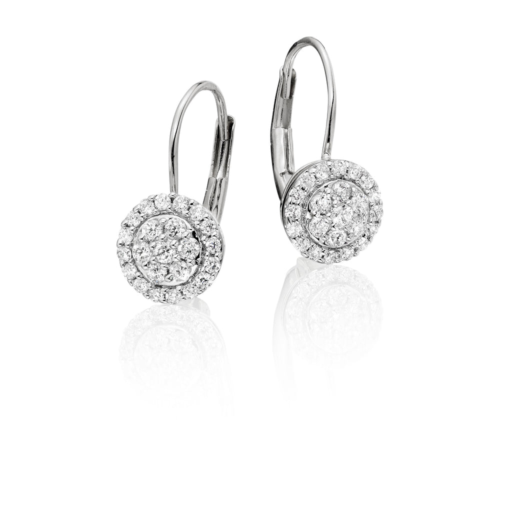 Solar Diamond Cluster Earrings 0.33ct Drop Earrings 9K White Gold