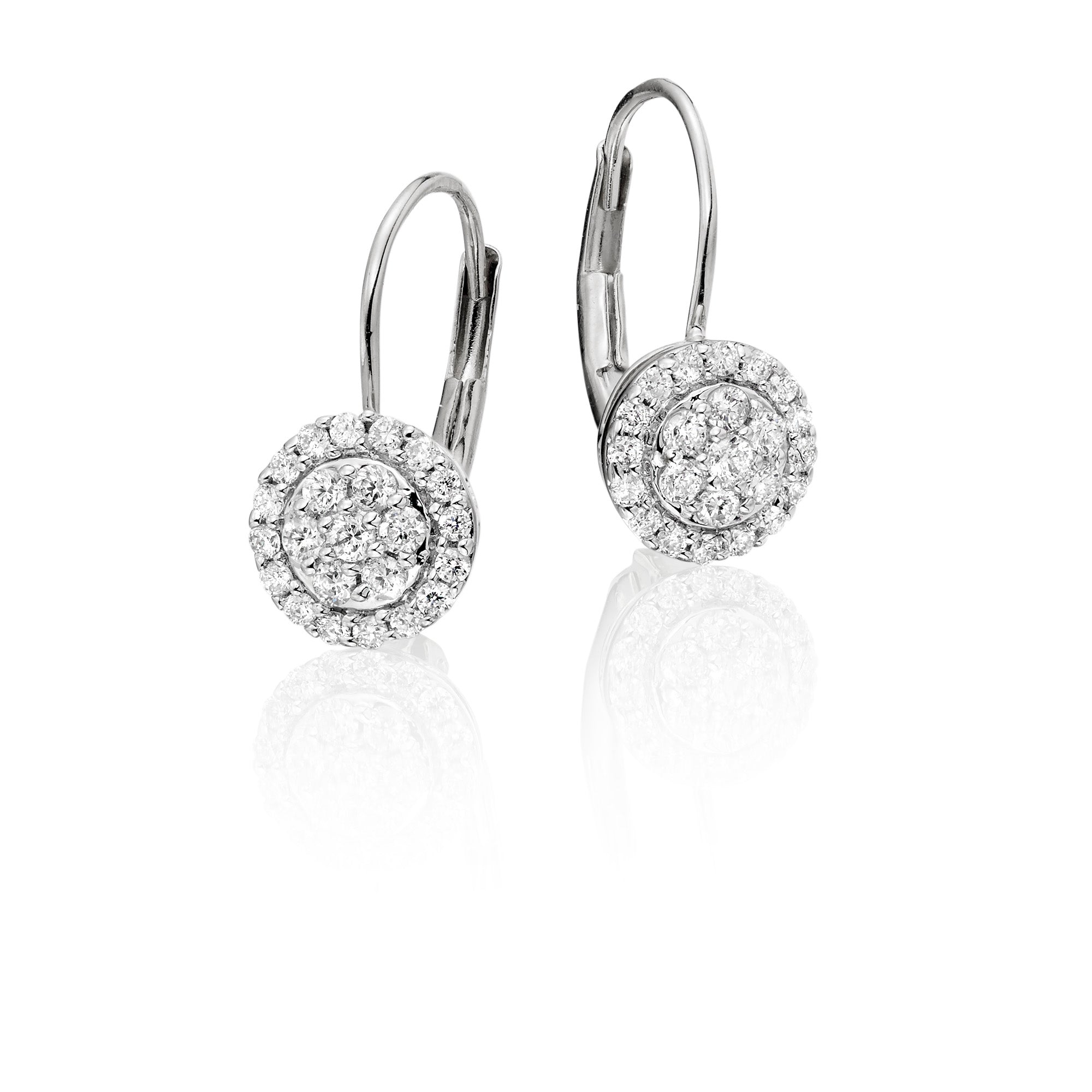 Solar Diamond Cluster Earrings 0.33ct Drop Earrings 9K White Gold
