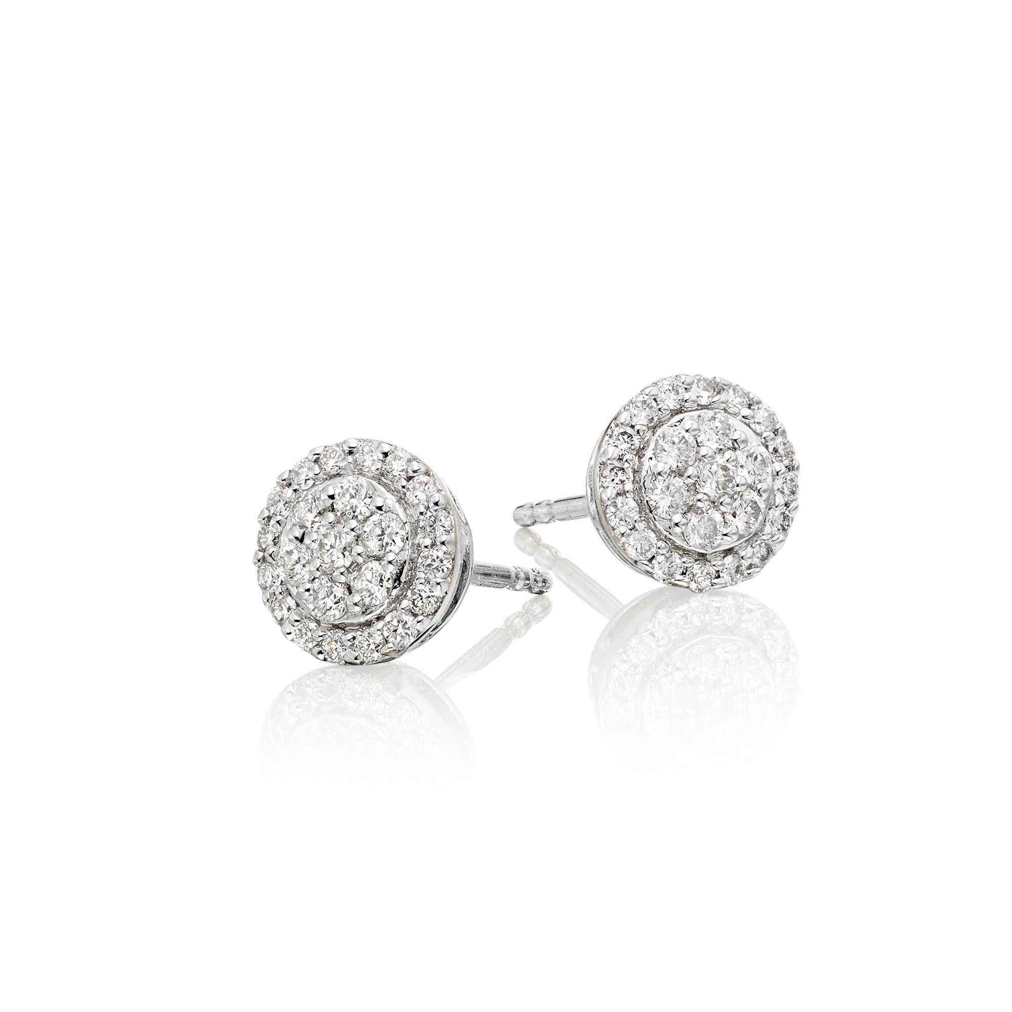 Solar 0.35ct cluster diamond studs in 18K white gold