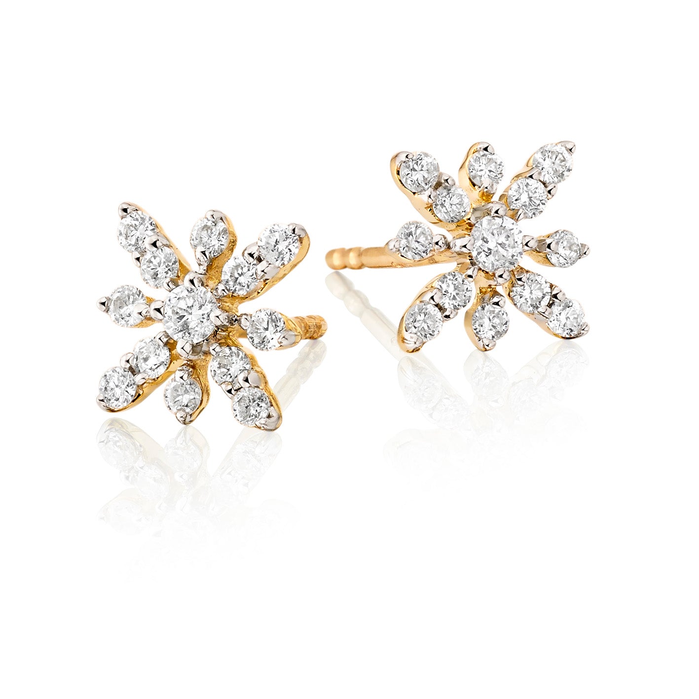 Fleur Diamond Cluster Earrings 0.33ct Studs 9K Yellow Gold