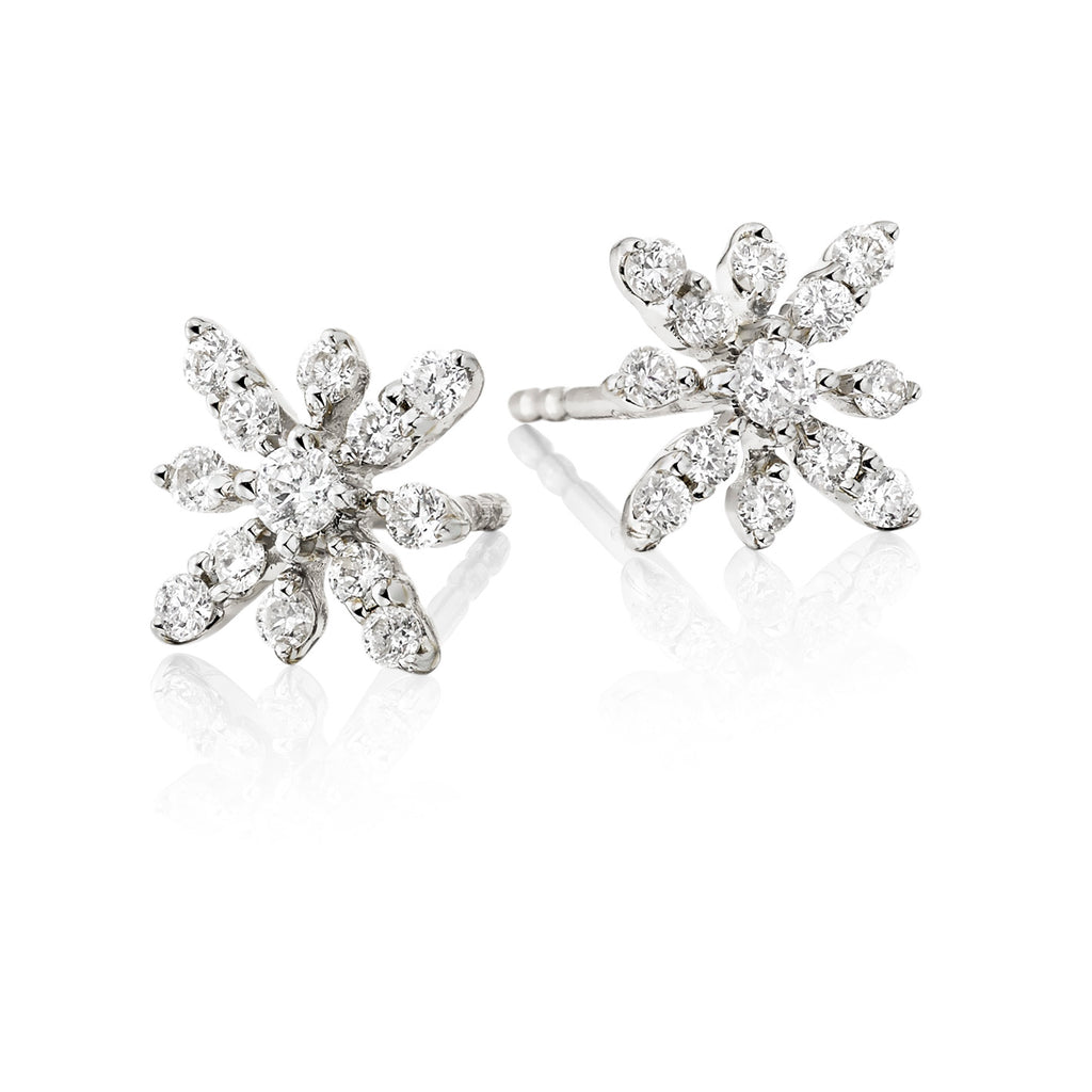 Fleur 0.33ct cluster diamond studs in 18K white gold