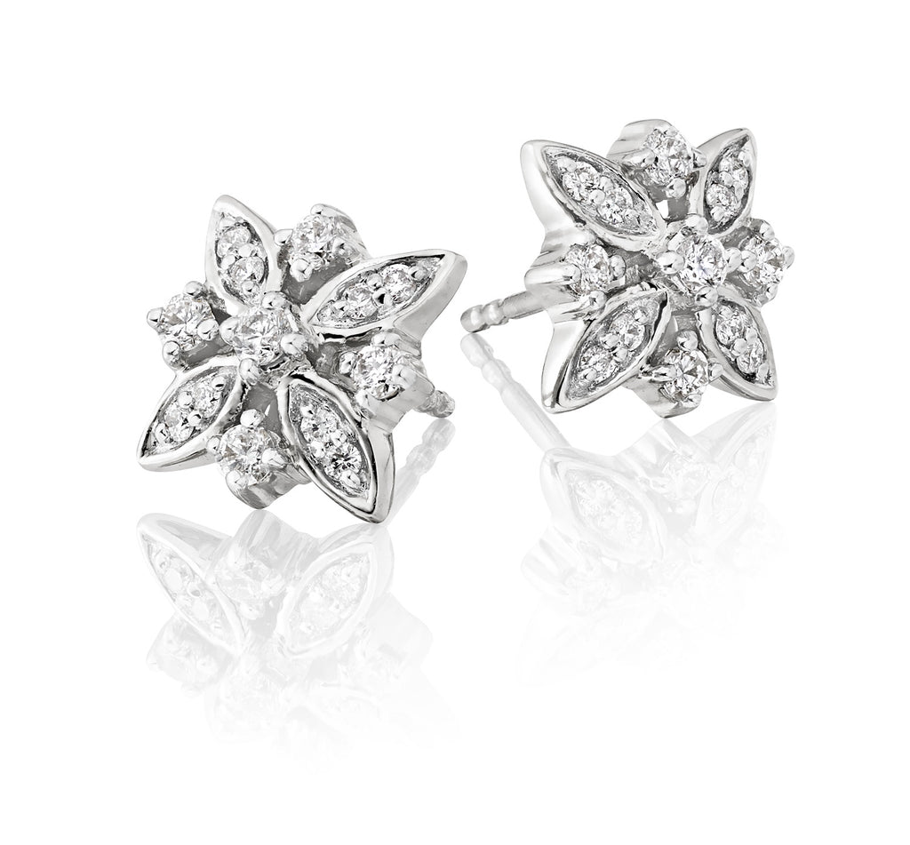 Lily 0.33ct cluster diamond studs in 18K white gold