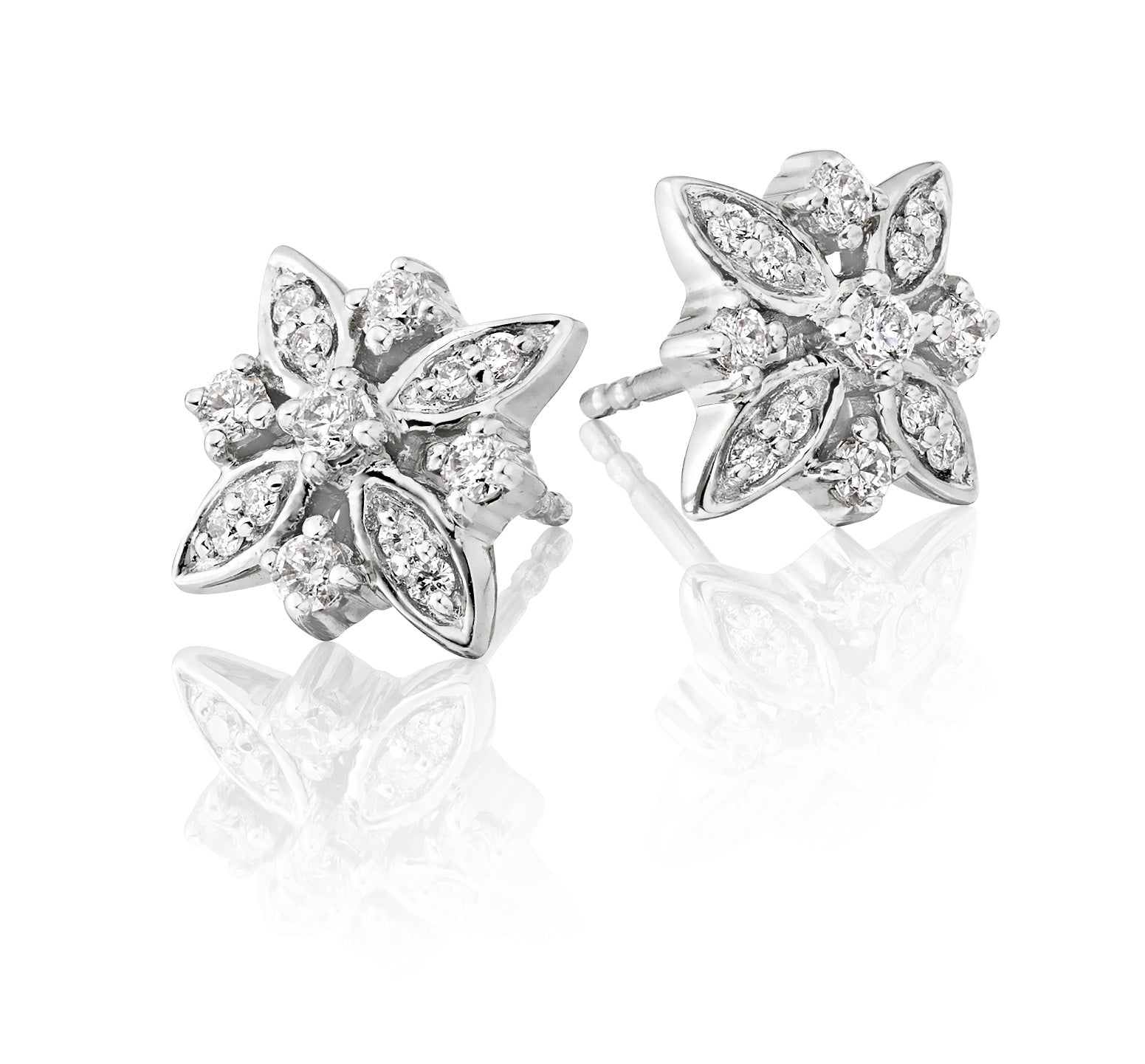 Lily 0.33ct cluster diamond studs in 18K white gold