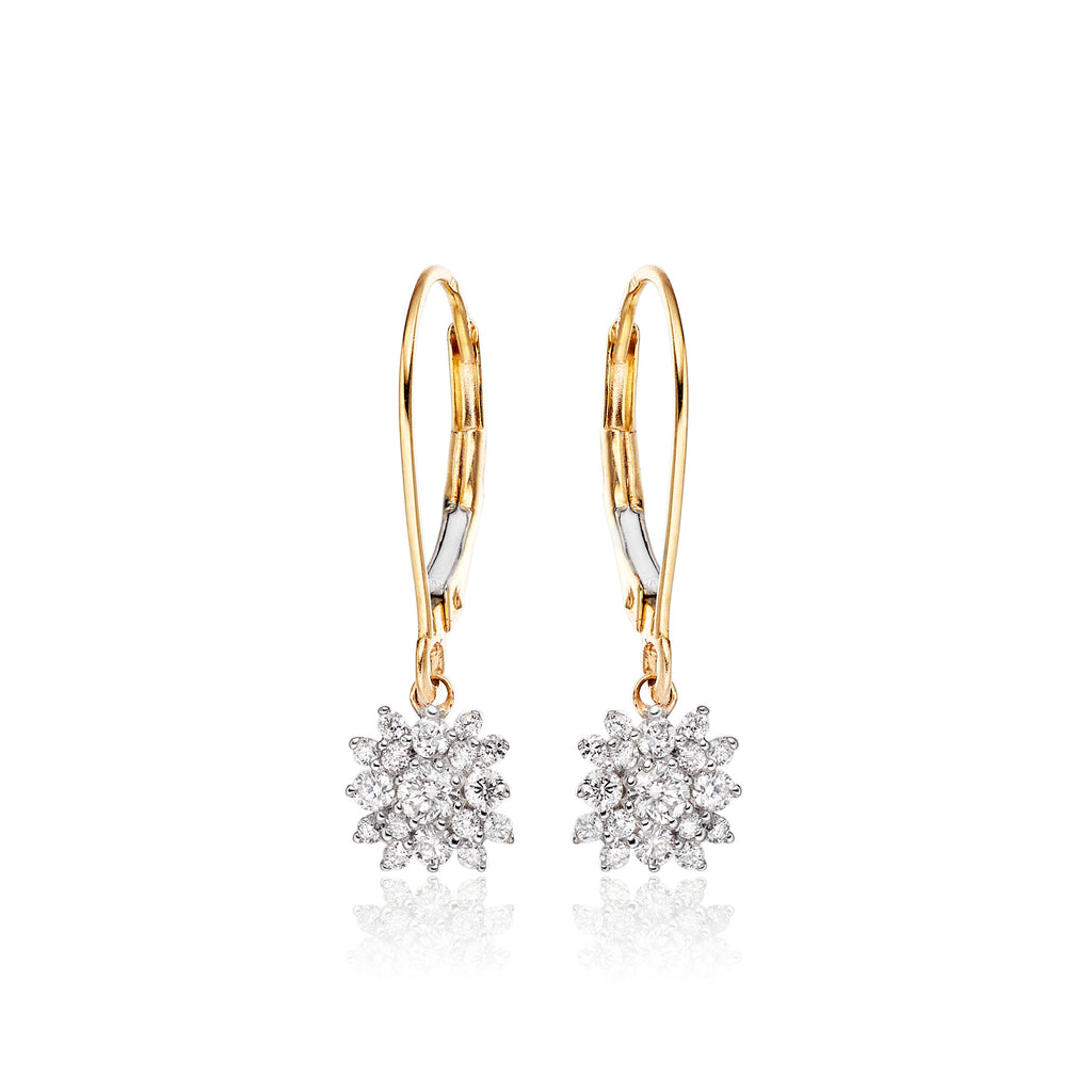 Blossom 0.33ct cluster diamond earrings in 9K yellow gold