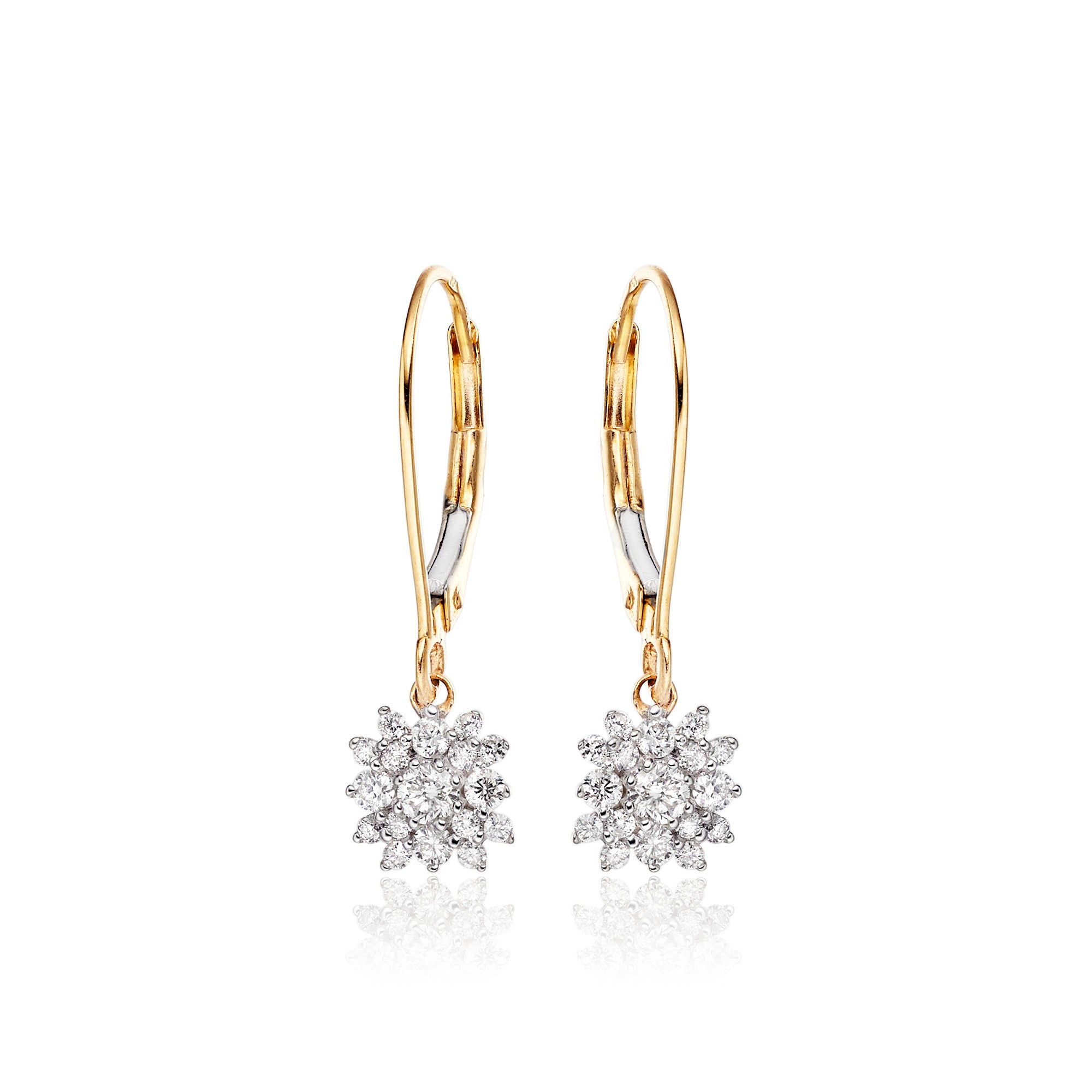 Blossom 0.33ct cluster diamond earrings in 9K yellow gold