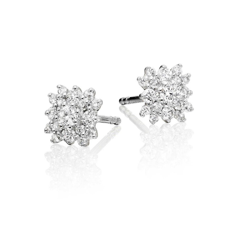 Blossom 0.35ct cluster diamond studs in 18K white gold