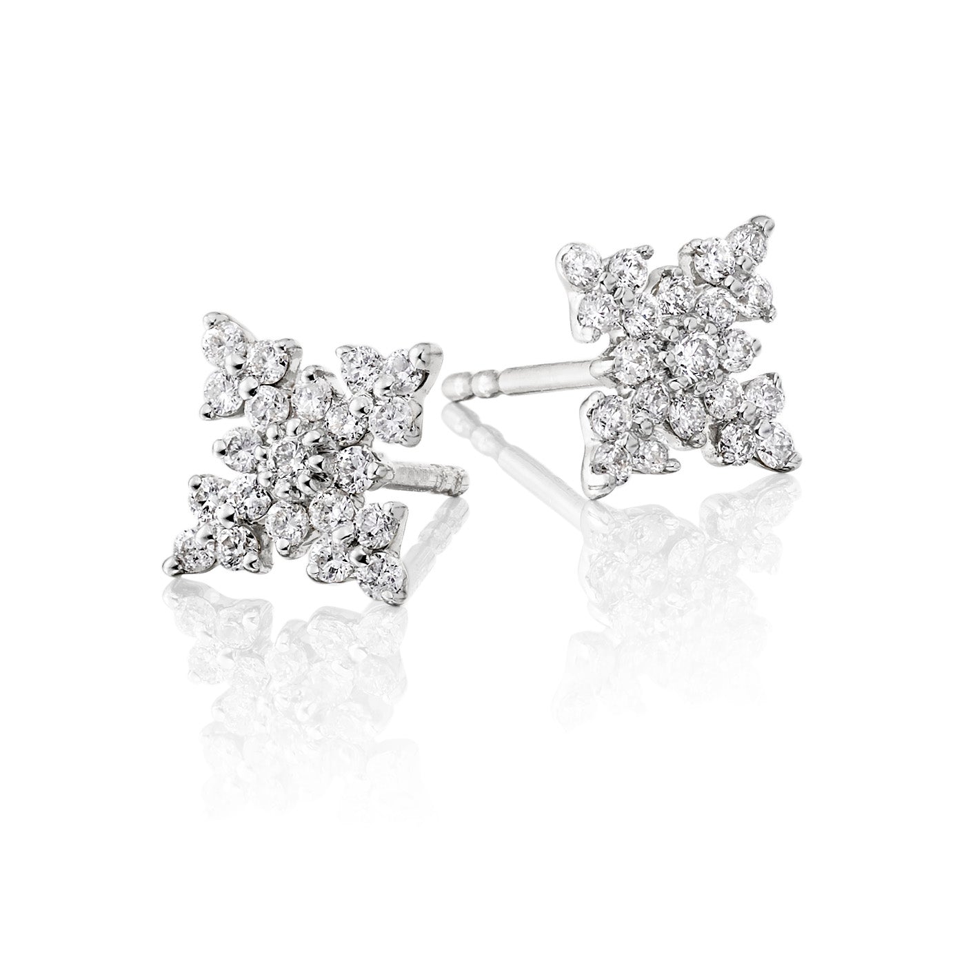 Night Star Diamond Cluster Earrings 0.33ct Studs 9K White Gold