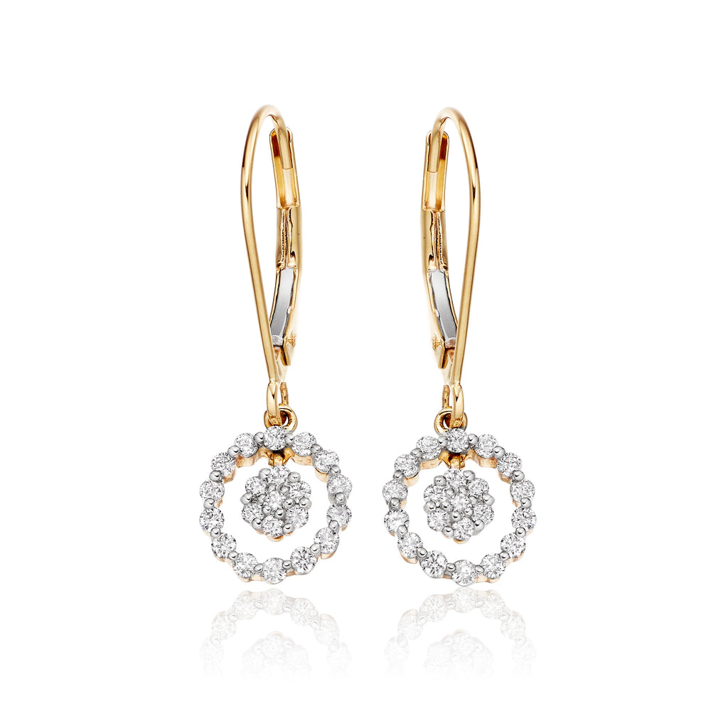 Orbit 0.40ct cluster diamond earrings in 9K yellow gold