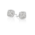 Cushion Diamond Cluster Earrings 0.30ct Studs 18K White Gold