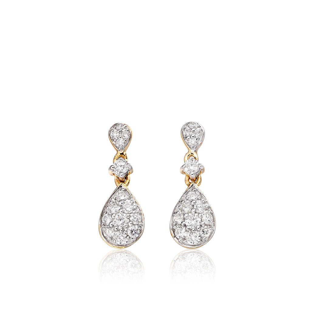 Rain drop 0.40ct diamond earrings in 9K yellow gold