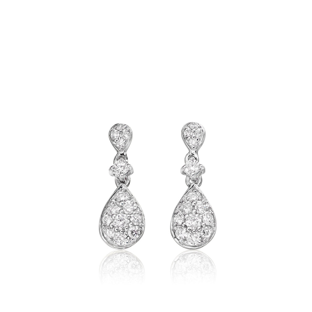 Rain drop 0.40ct diamond earrings in 18K white gold