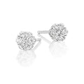 Flower shape 0.33ct cluster diamond studs in 9K white gold
