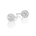 Flower shape 0.33ct cluster diamond studs in 18K white gold