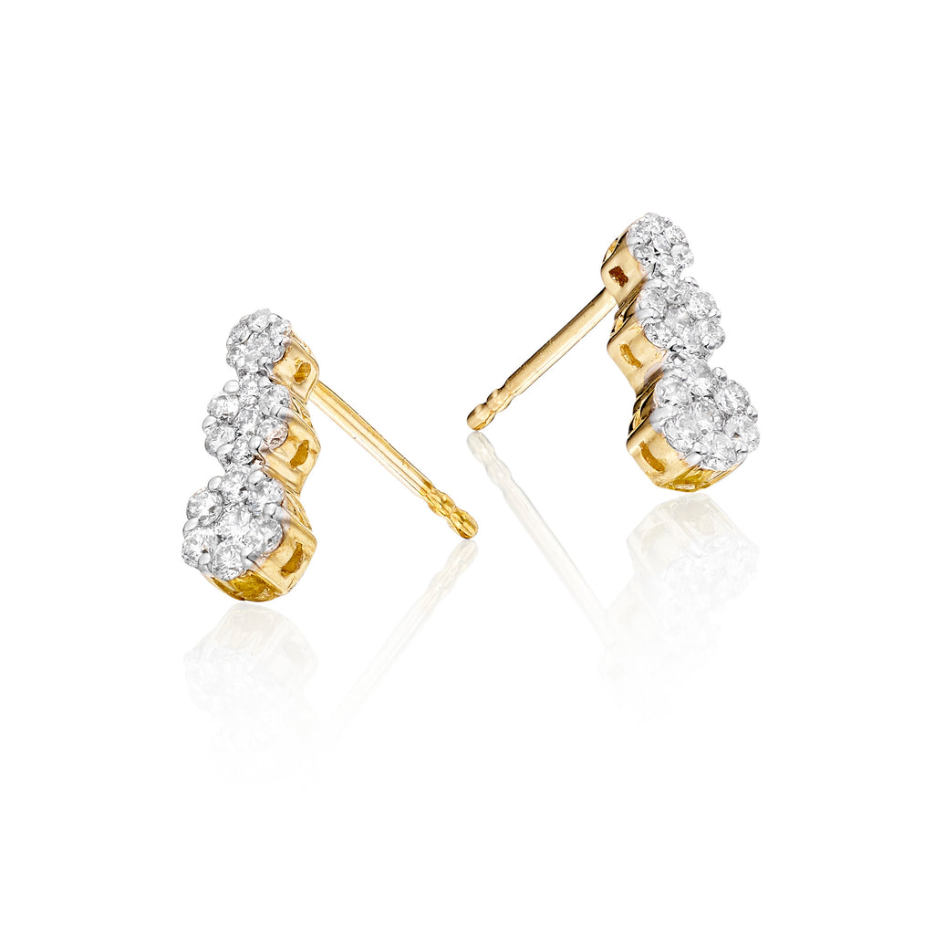 Illusion trilogy 0.35ct diamond earrings in 9K yellow gold