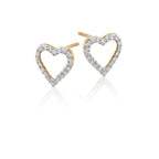Open heart 0.25ct diamond studs in 9K yellow gold