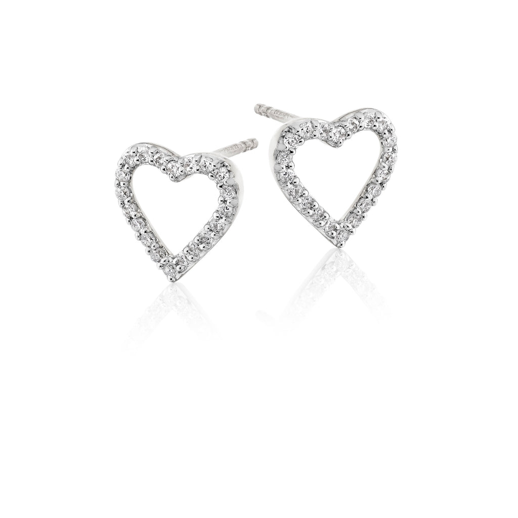 Open heart 0.25ct diamond studs in 18K white gold