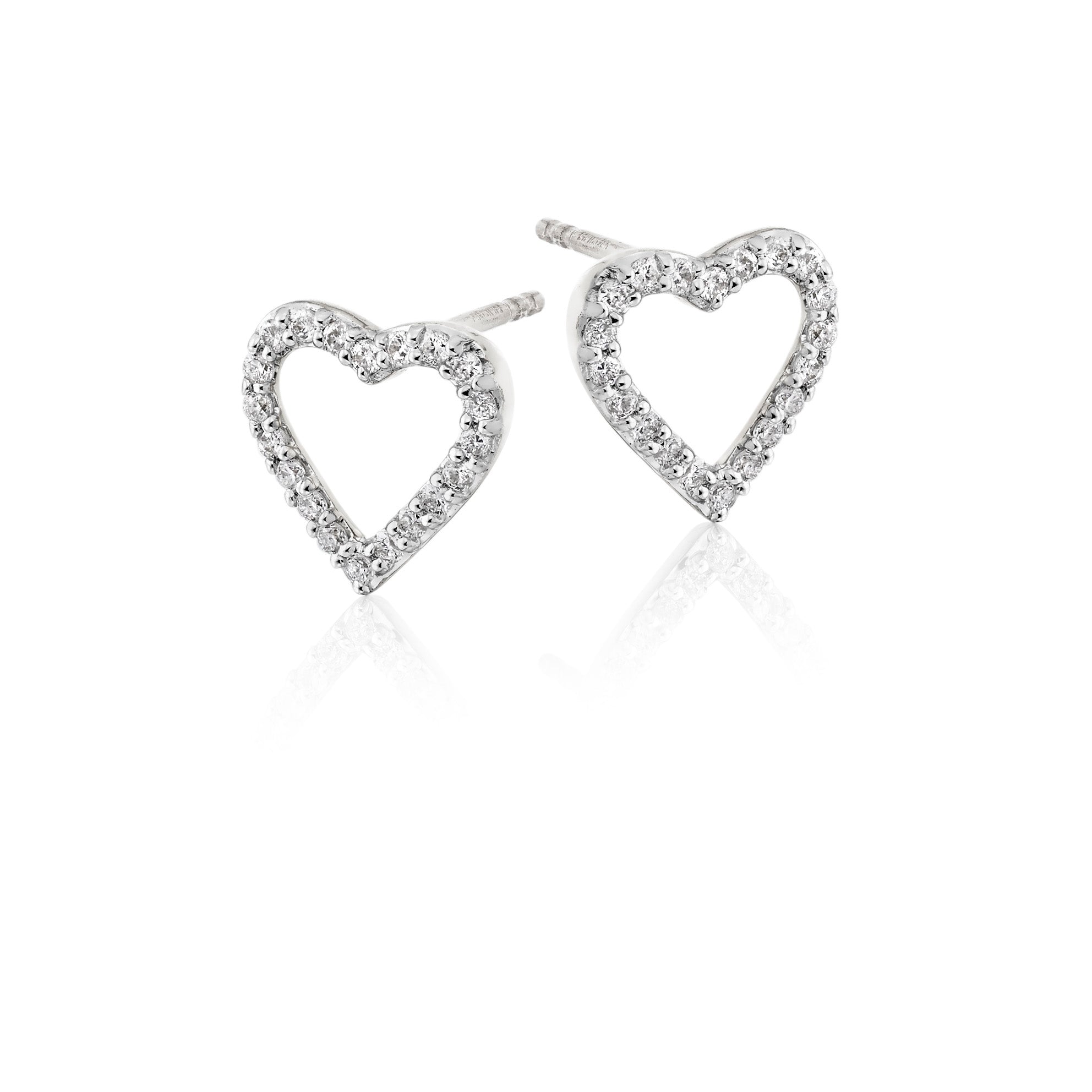 Open heart 0.25ct diamond studs in 18K white gold