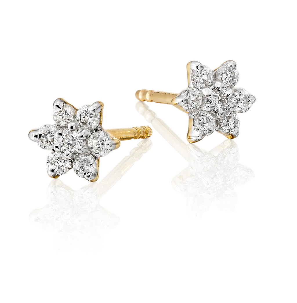Buttercup 0.25ct cluster diamond studs in 9K yellow gold