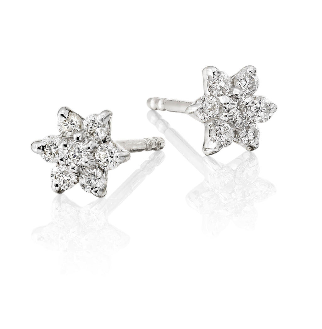 Buttercup 0.25ct cluster diamond studs in 9K white gold