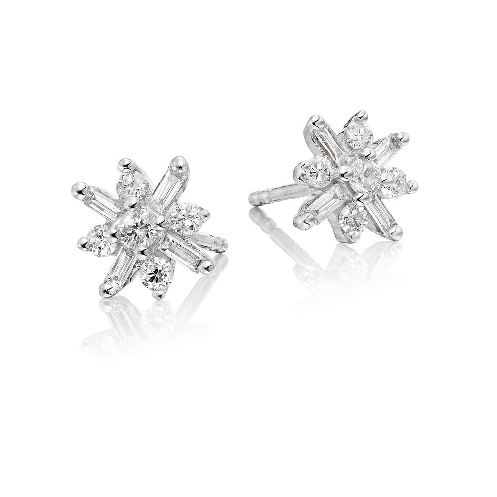 Jasmine 0.35ct cluster diamond studs in 9K white gold
