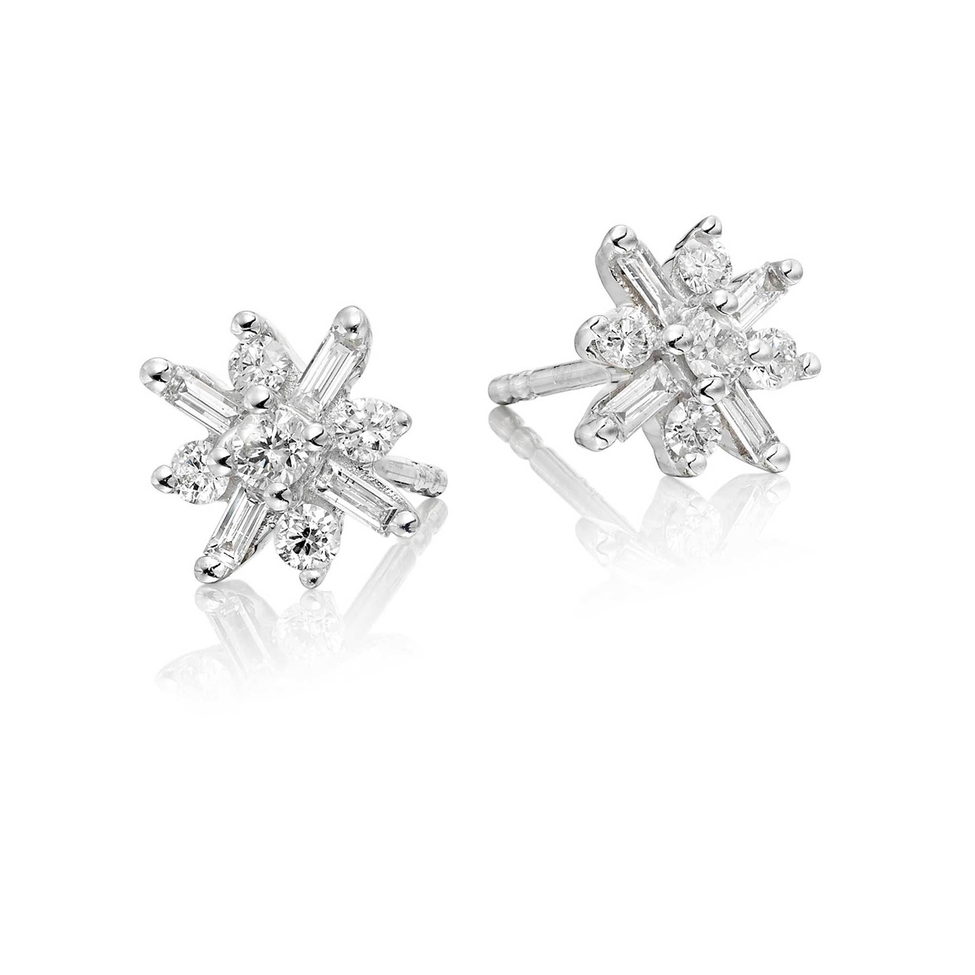 Jasmine 0.35ct cluster diamond studs in 9K white gold