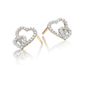 Interlocking heart shape 0.25ct diamond studs in 9K yellow gold