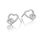 Interlocking heart shape 0.25ct diamond studs in 9K white gold