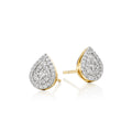 Pear shape 0.30ct cluster diamond studs in 9K yellow gold