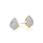 Pear shape 0.30ct cluster diamond studs in 9K yellow gold