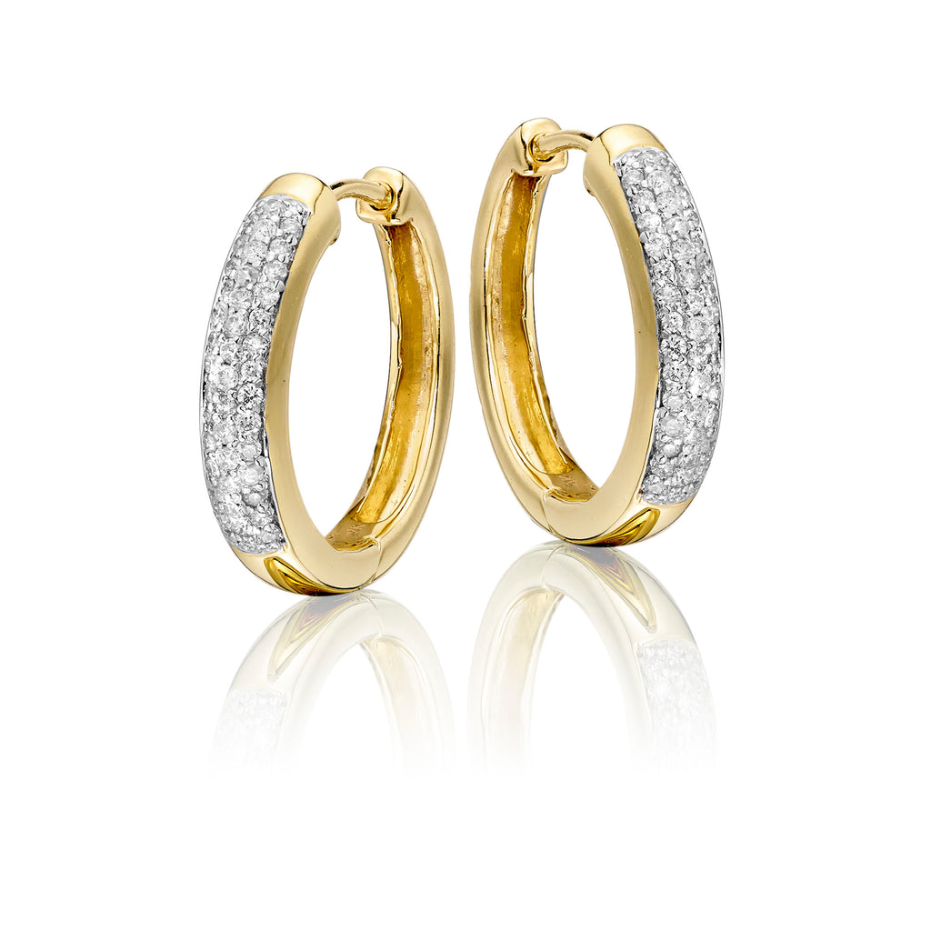 Jubilee pave set 0.25ct diamond hoop earrings in 18K yellow gold
