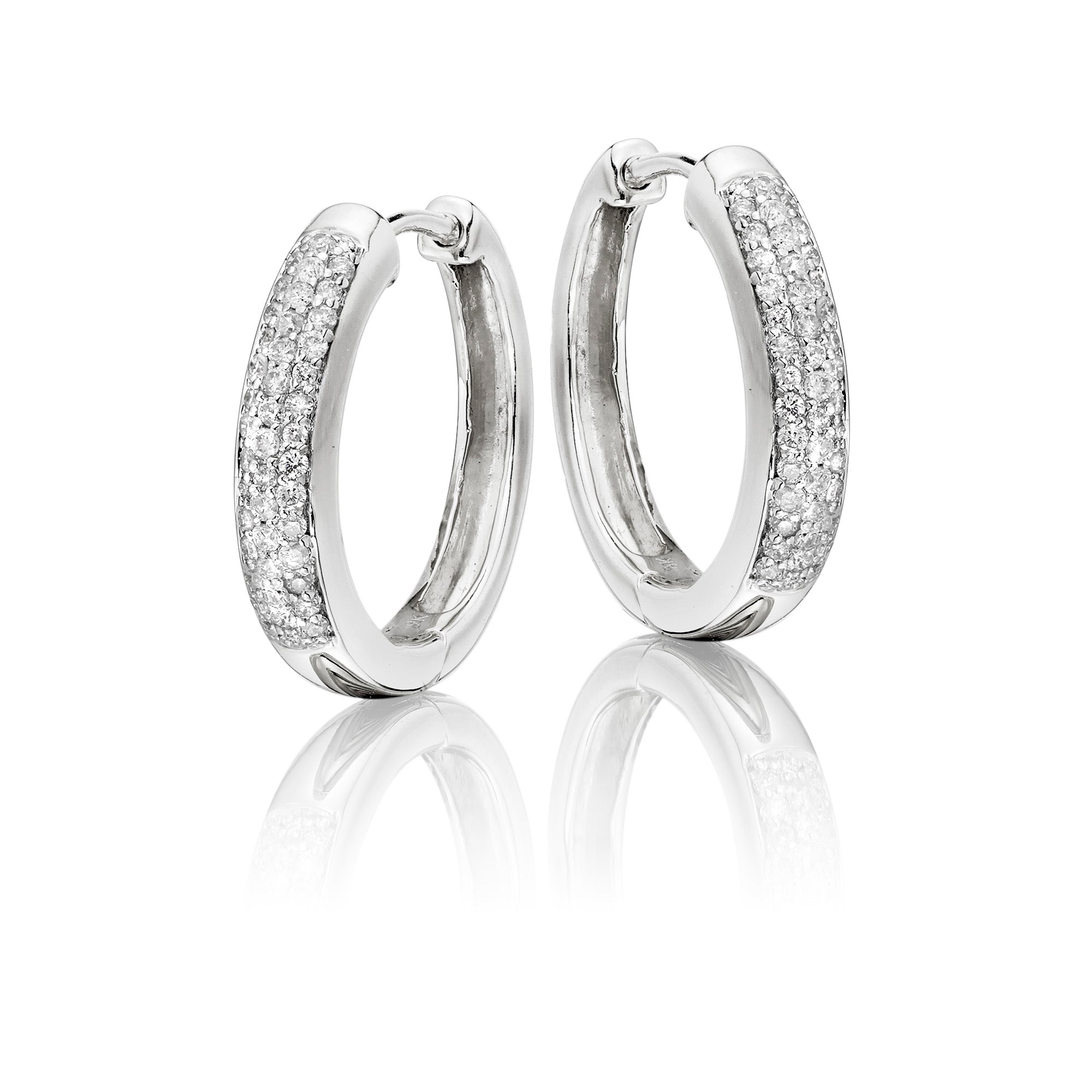 Jubilee pave set 0.25ct diamond hoop earrings in 9K white gold