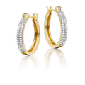 Double line 0.25ct diamond hoop earrings in 9K yellow gold