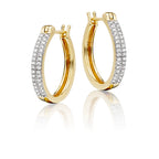 Double line 0.25ct diamond hoop earrings in 9K yellow gold