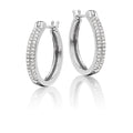 Double line 0.25ct diamond hoop earrings in 9K white gold