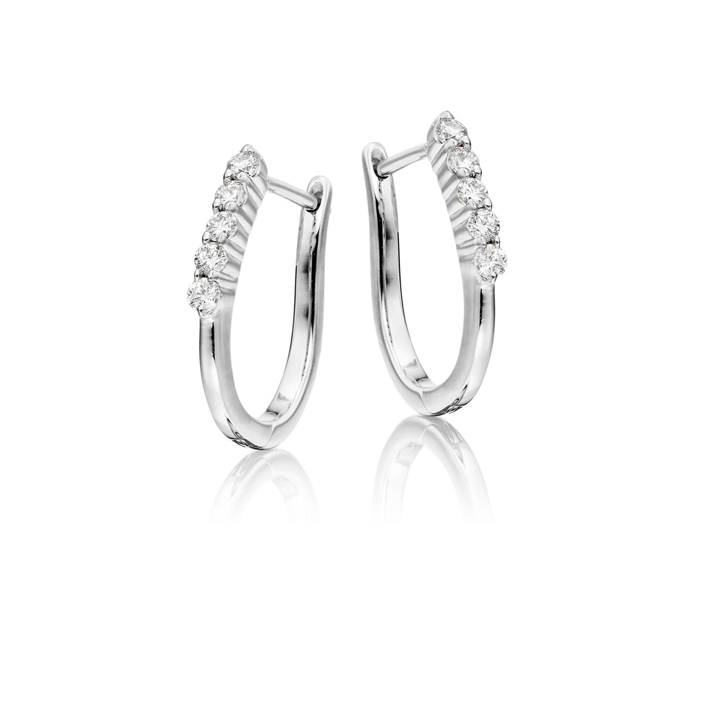 Quinate 0.25ct 5-diamond hoop earrings in 18K white gold